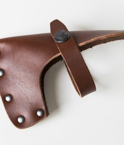 brown leather sheath for axe head