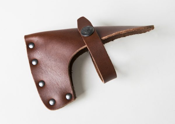 brown leather sheath for axe head